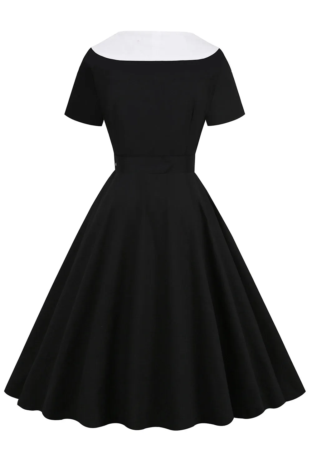 Black 1950s Swing Dress with Belt sold by Zapaka product image thumbnail 2