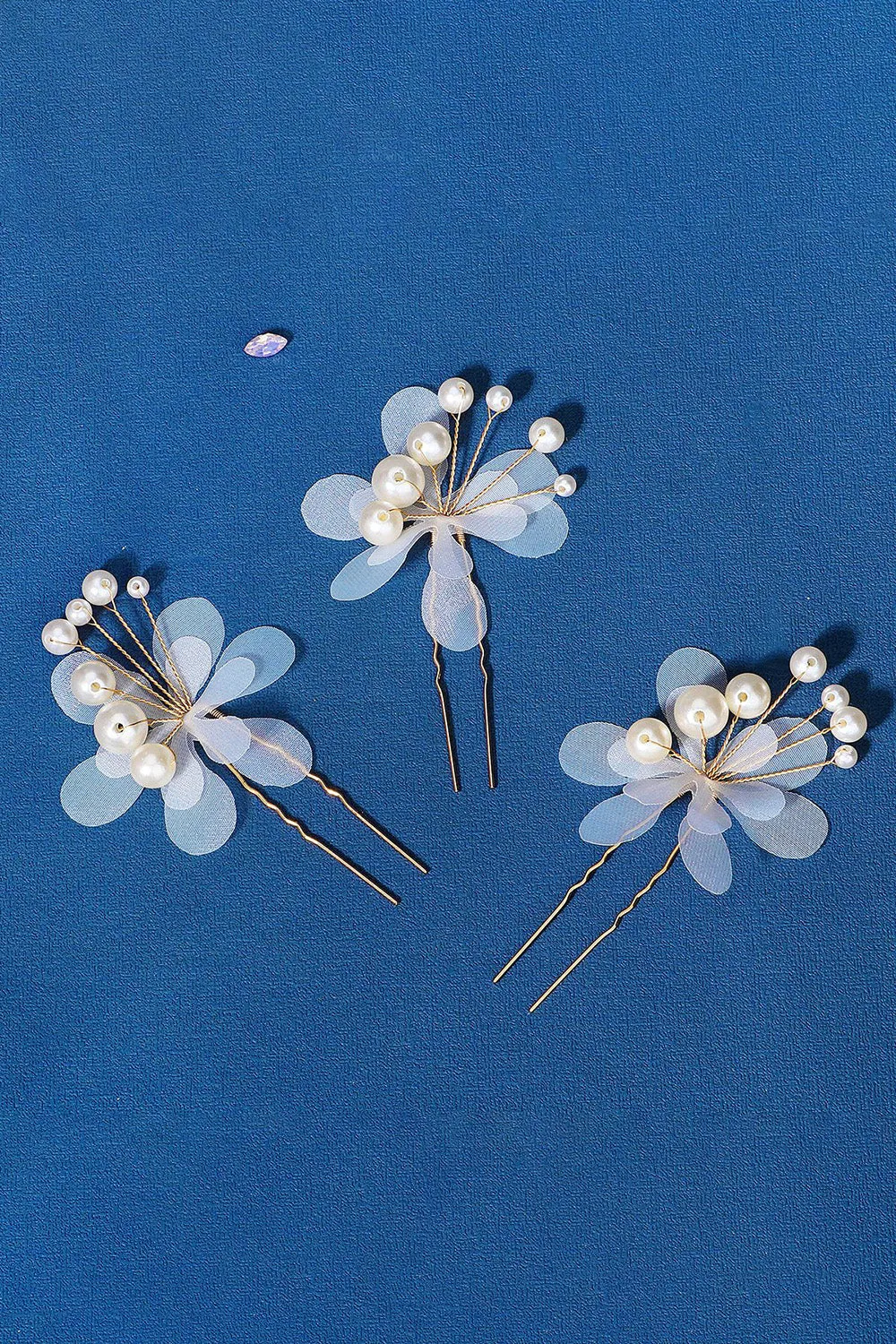 Pearl Three Pieces Handmade Flower Bridal Hair Clip sold by Zapaka