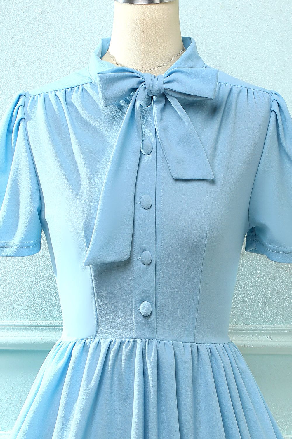 Blue Vintage 1950s Dress with Bowknot sold by Zapaka product image thumbnail 3
