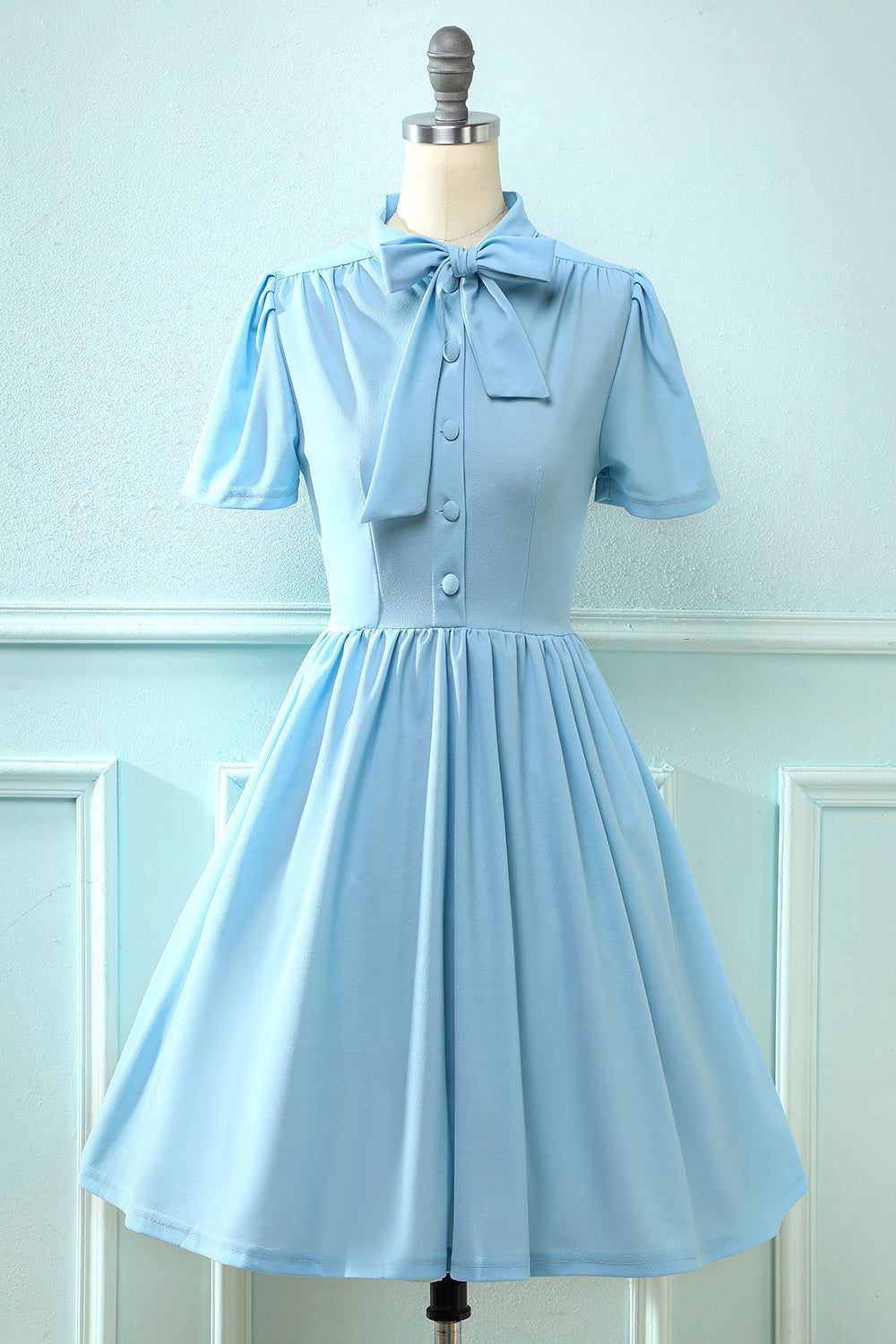 Blue Vintage 1950s Dress with Bowknot sold by Zapaka