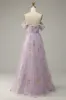 Lavender A Line Tulle Off Shoulder Prom Dress sold by Zapaka