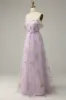 Lavender A Line Tulle Off Shoulder Prom Dress sold by Zapaka