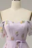 Lavender A Line Tulle Off Shoulder Prom Dress sold by Zapaka