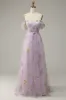 Lavender A Line Tulle Off Shoulder Prom Dress sold by Zapaka