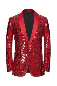 Sparkly Silver Mirror Men Blazer sold by Zapaka