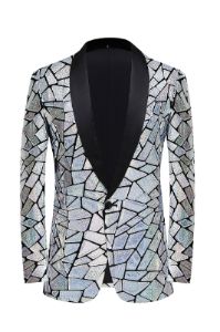 Sparkly Silver Mirror Men Blazer sold by Zapaka