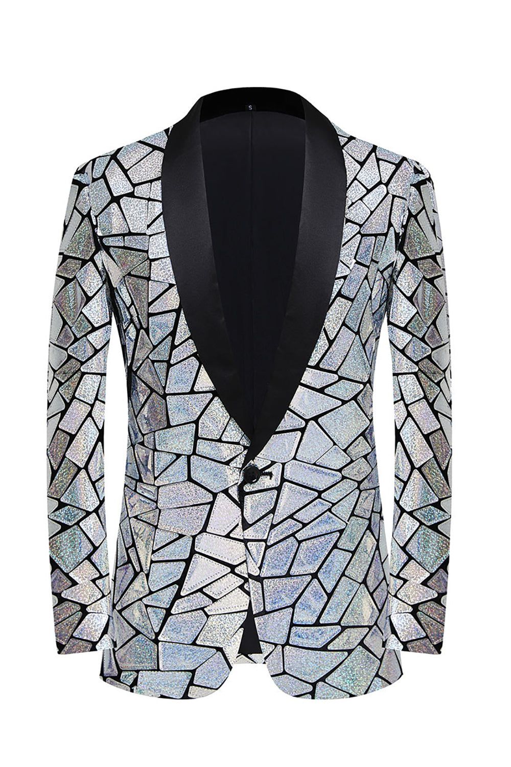 Sparkly Silver Mirror Men Blazer sold by Zapaka