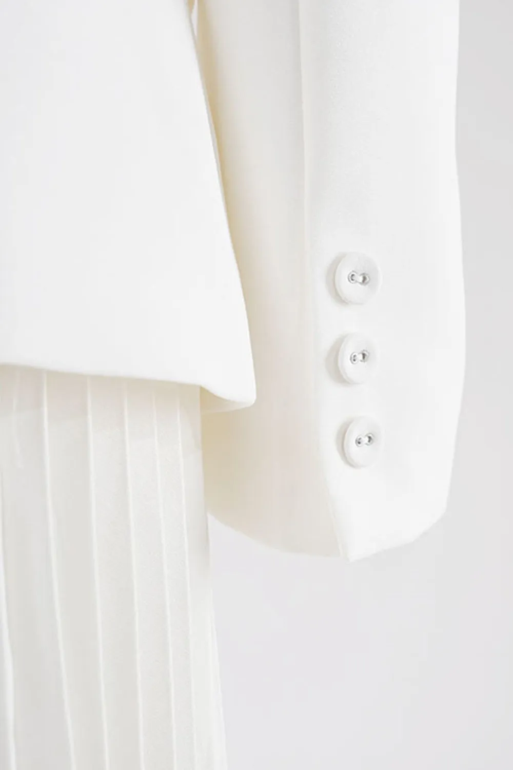 White Belted Pleated Chiffon Women Blazer sold by Zapaka product image thumbnail 4