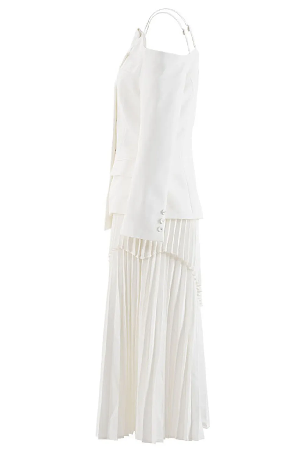 White Belted Pleated Chiffon Women Blazer sold by Zapaka product image thumbnail 3