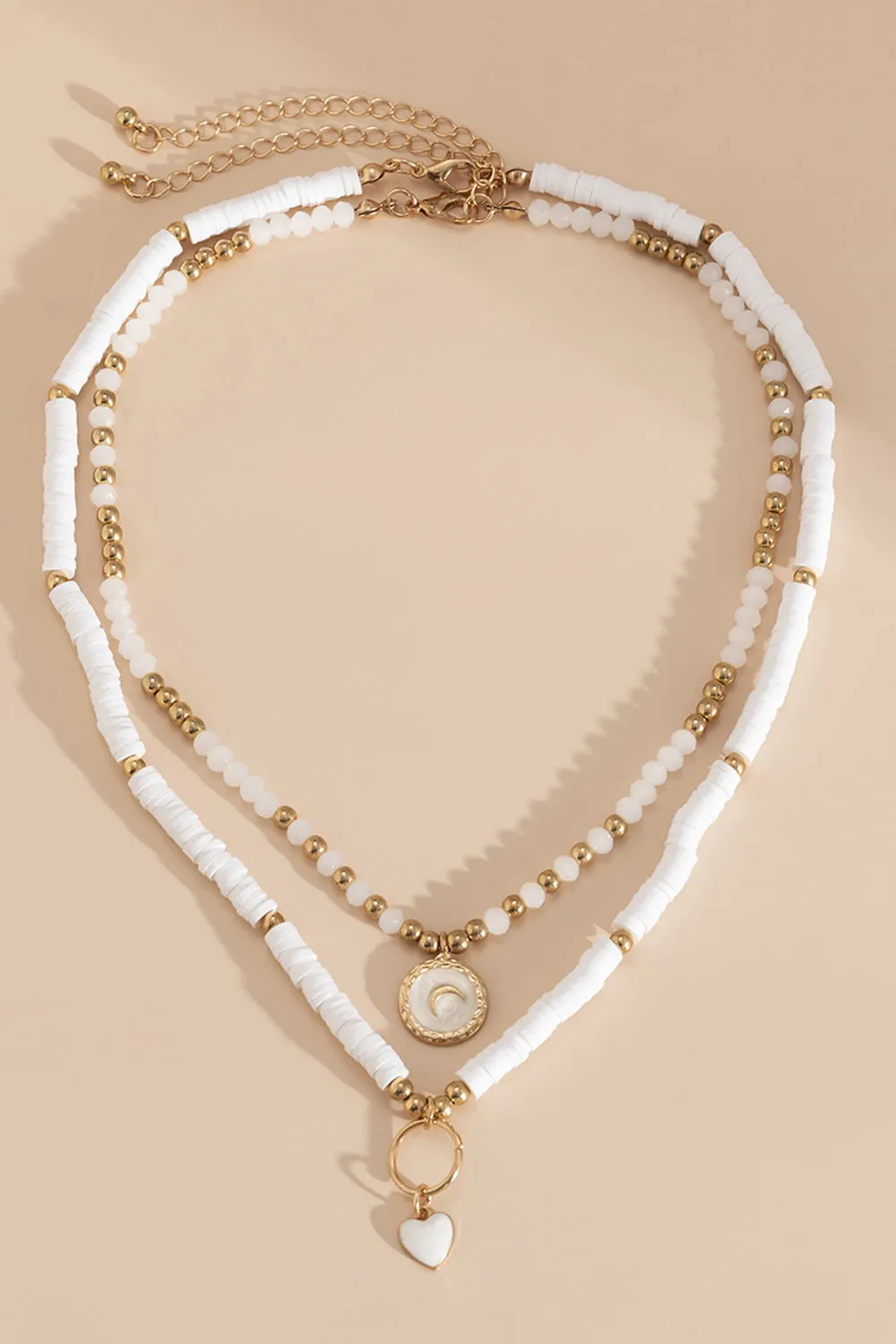 Boho White Beaded Necklace sold by Zapaka