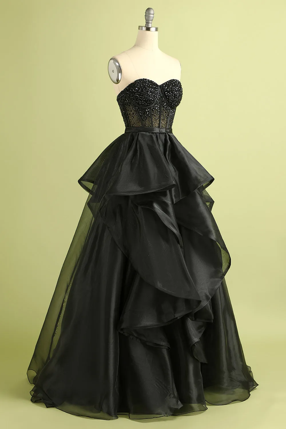 Black Strapless Ball Gown Evening Dress with Beading sold by Zapaka product image thumbnail 3