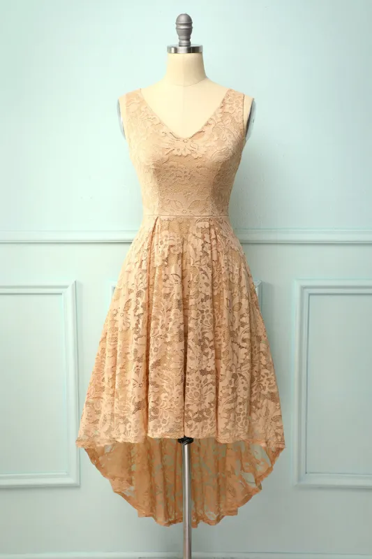 Lace Champagne Asymmetrical Dress sold by Zapaka