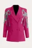 Sparkly Black Beaded Peak Lapel Prom Women Blazer sold by Zapaka