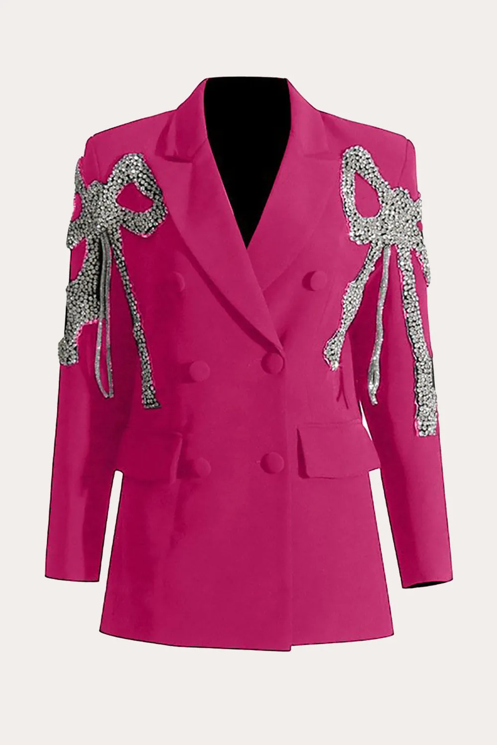 Sparkly Black Beaded Peak Lapel Prom Women Blazer sold by Zapaka product image thumbnail 5