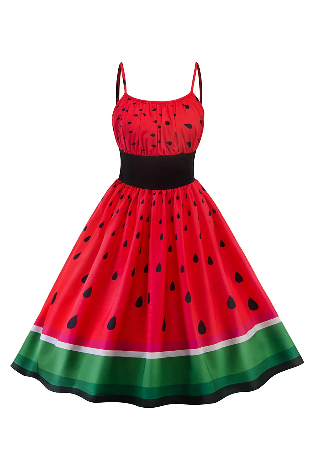 Red Watermelon Printed Vintage 1950s Dress sold by Zapaka