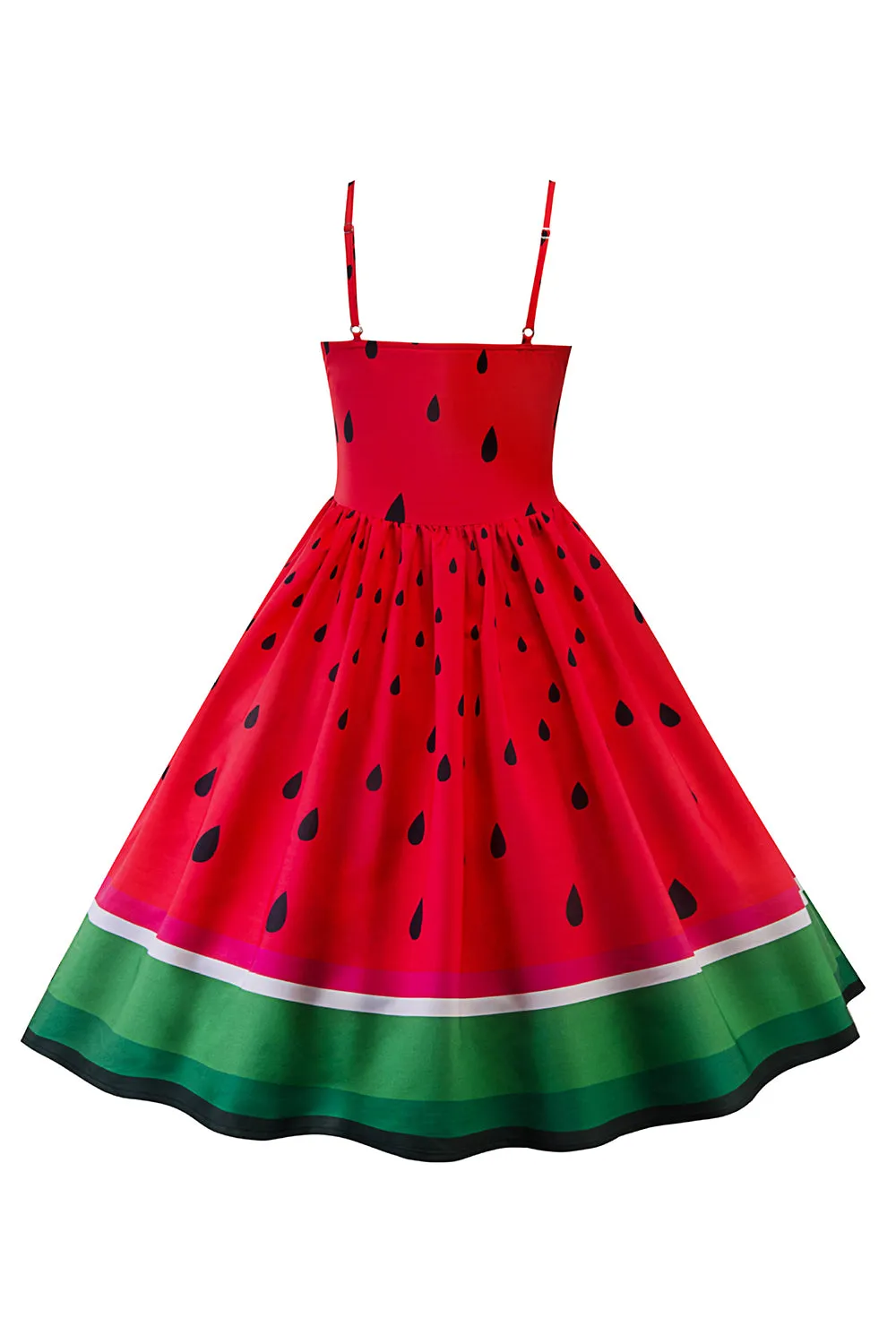 Red Watermelon Printed Vintage 1950s Dress sold by Zapaka product image thumbnail 2
