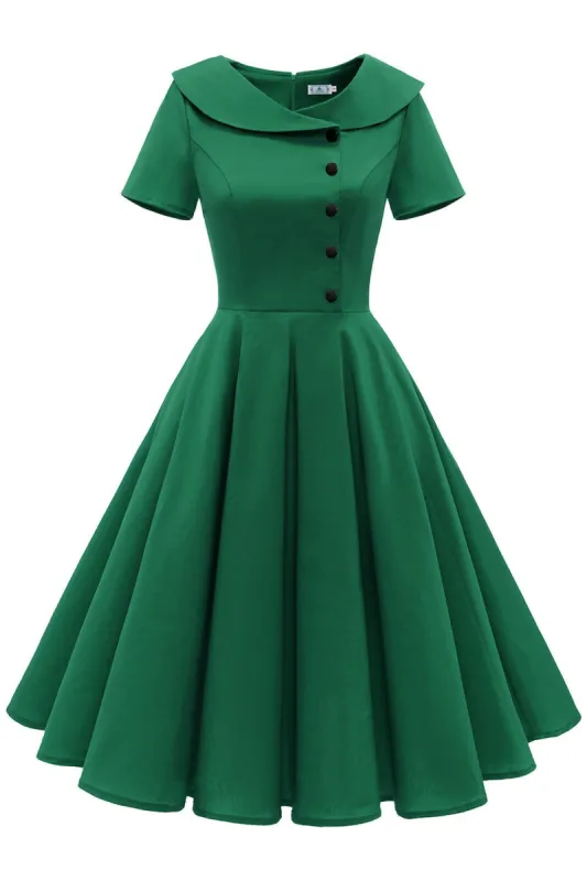 Green Peterpans Collar Vintage 1950s Dress sold by Zapaka