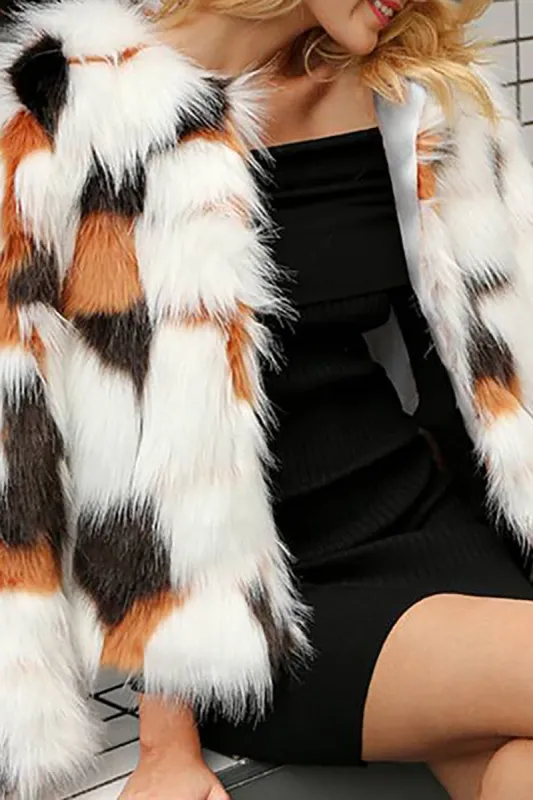 Patchwork Multicolor Faux Fur Coat sold by Zapaka