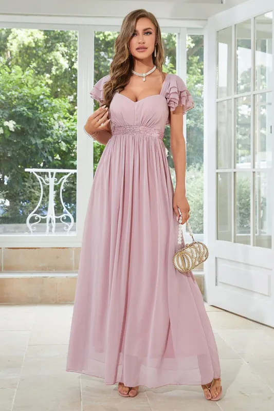 Chiffon A-Line Dusty Rose Formal Dress sold by Zapaka