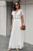 V-neck Long White Lace Dress sold by Zapaka