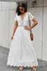 V-neck Long White Lace Dress sold by Zapaka