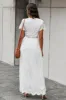 V-neck Long White Lace Dress sold by Zapaka
