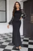 Dark Green Sequins Sheath Long Sleeves Prom Dress sold by Zapaka