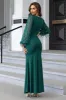 Dark Green Sequins Sheath Long Sleeves Prom Dress sold by Zapaka