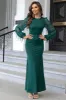Dark Green Sequins Sheath Long Sleeves Prom Dress sold by Zapaka