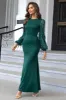 Dark Green Sequins Sheath Long Sleeves Prom Dress sold by Zapaka