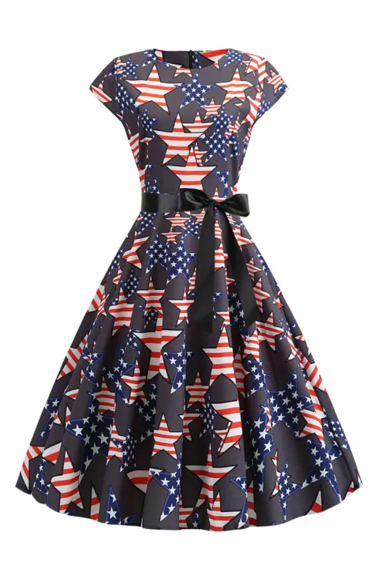 American Flag Printed Vintage Dress sold by Zapaka