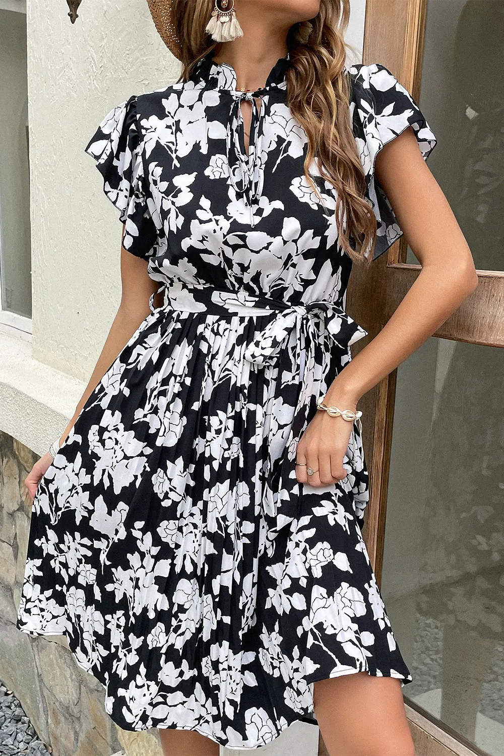 Black Floral Print Summer Dress sold by Zapaka product image thumbnail 3