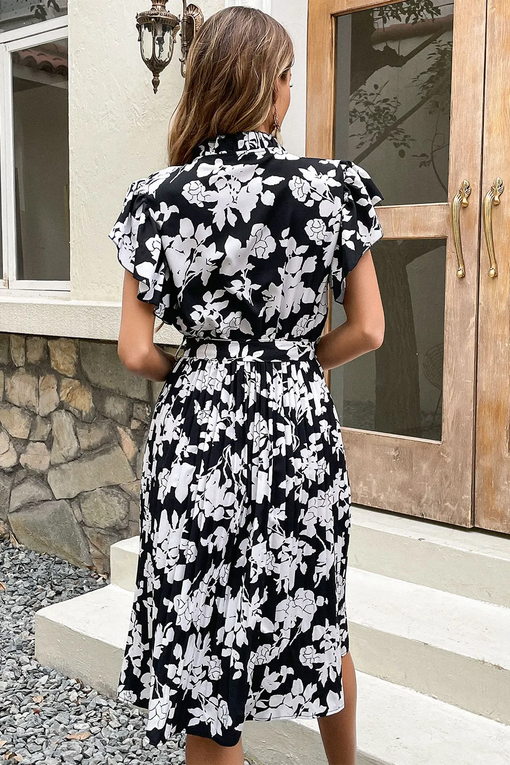 Black Floral Print Summer Dress sold by Zapaka product image thumbnail 2