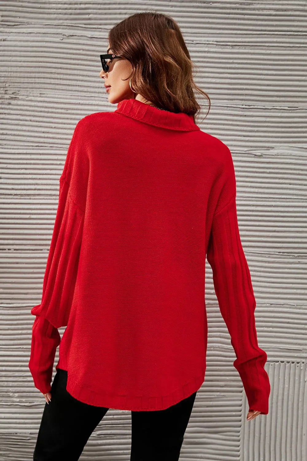 Red Knitted Turtleneck Sweater sold by Zapaka product image thumbnail 2