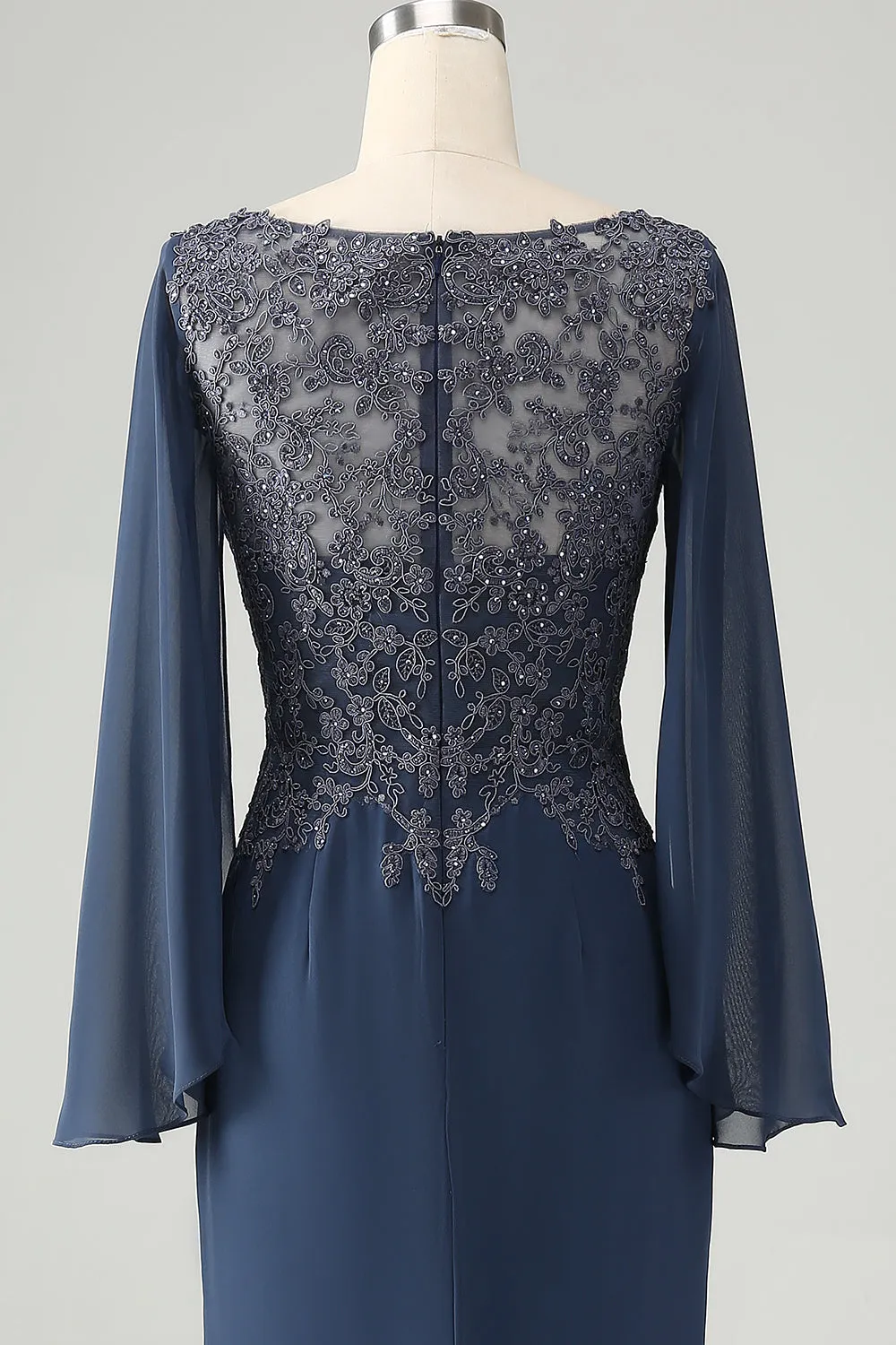 Glitter Twilight Mermaid V Neck Beaded Mother of Bride Dress with Appliques sold by Zapaka product image thumbnail 5