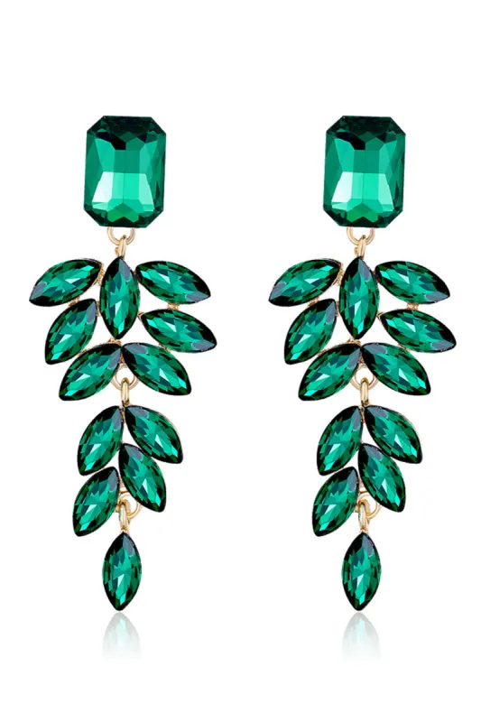 Dark Green Teardrop Crystal Earrings sold by Zapaka