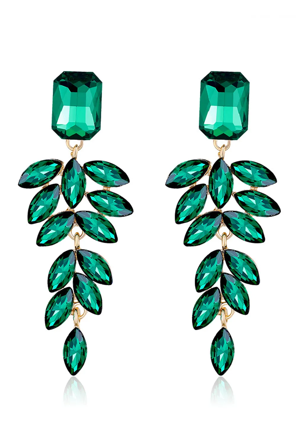 Dark Green Teardrop Crystal Earrings sold by Zapaka