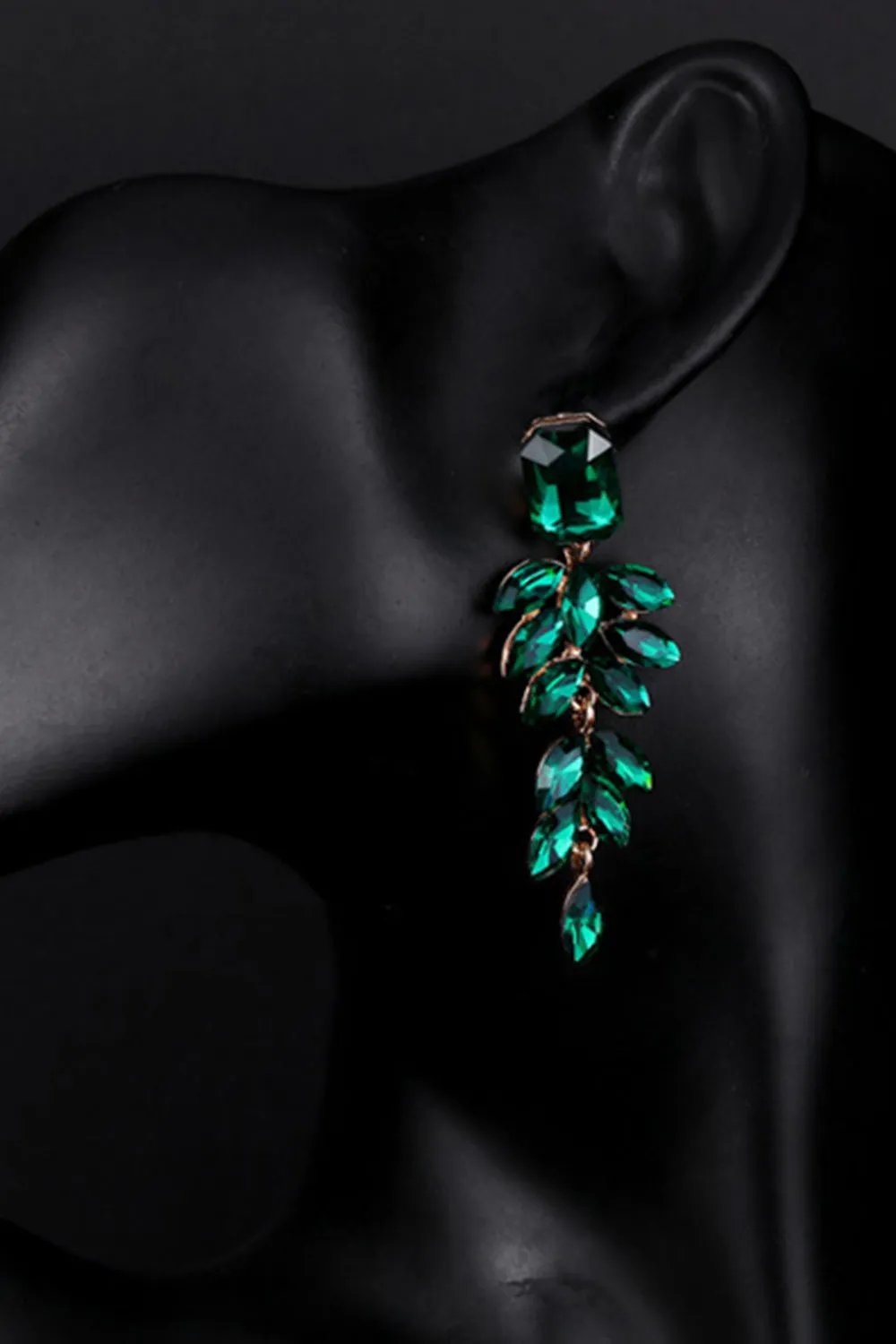 Dark Green Teardrop Crystal Earrings sold by Zapaka product image thumbnail 2