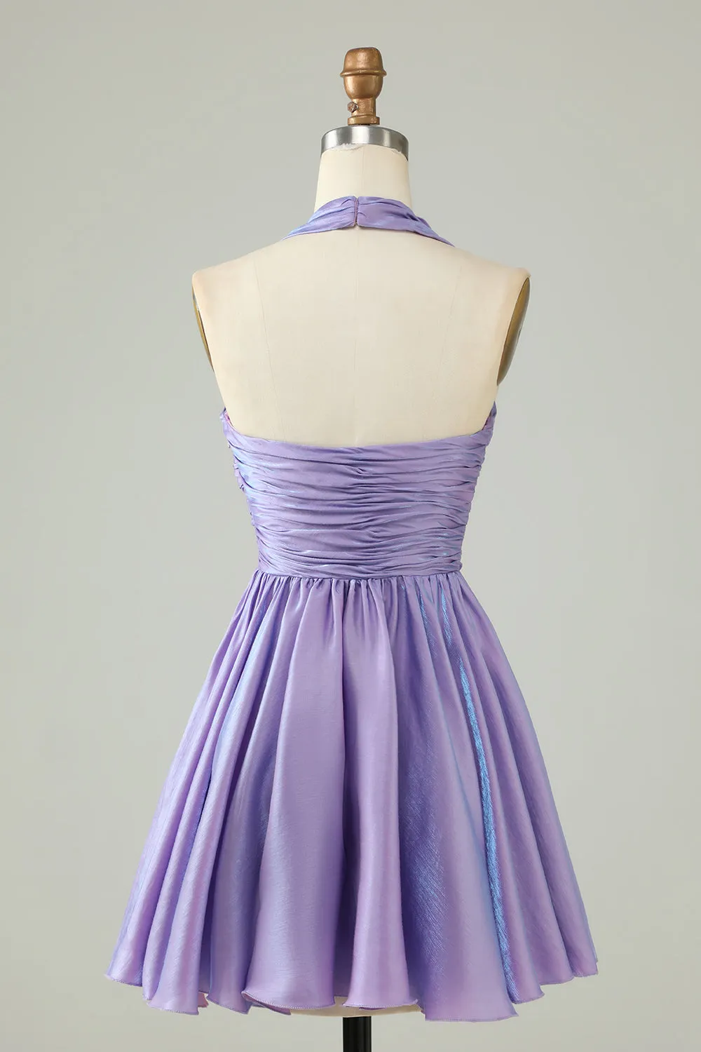 Purple Halter Open Back Sleeveless A Line Homecoming Dress sold by Zapaka product image thumbnail 2