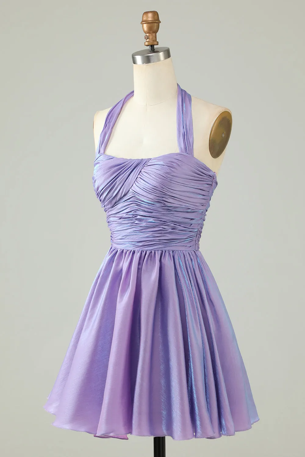 Purple Halter Open Back Sleeveless A Line Homecoming Dress sold by Zapaka product image thumbnail 3