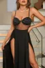 Black Spaghetti Straps Prom Dress with Slit sold by Zapaka
