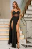 Black Spaghetti Straps Prom Dress with Slit sold by Zapaka