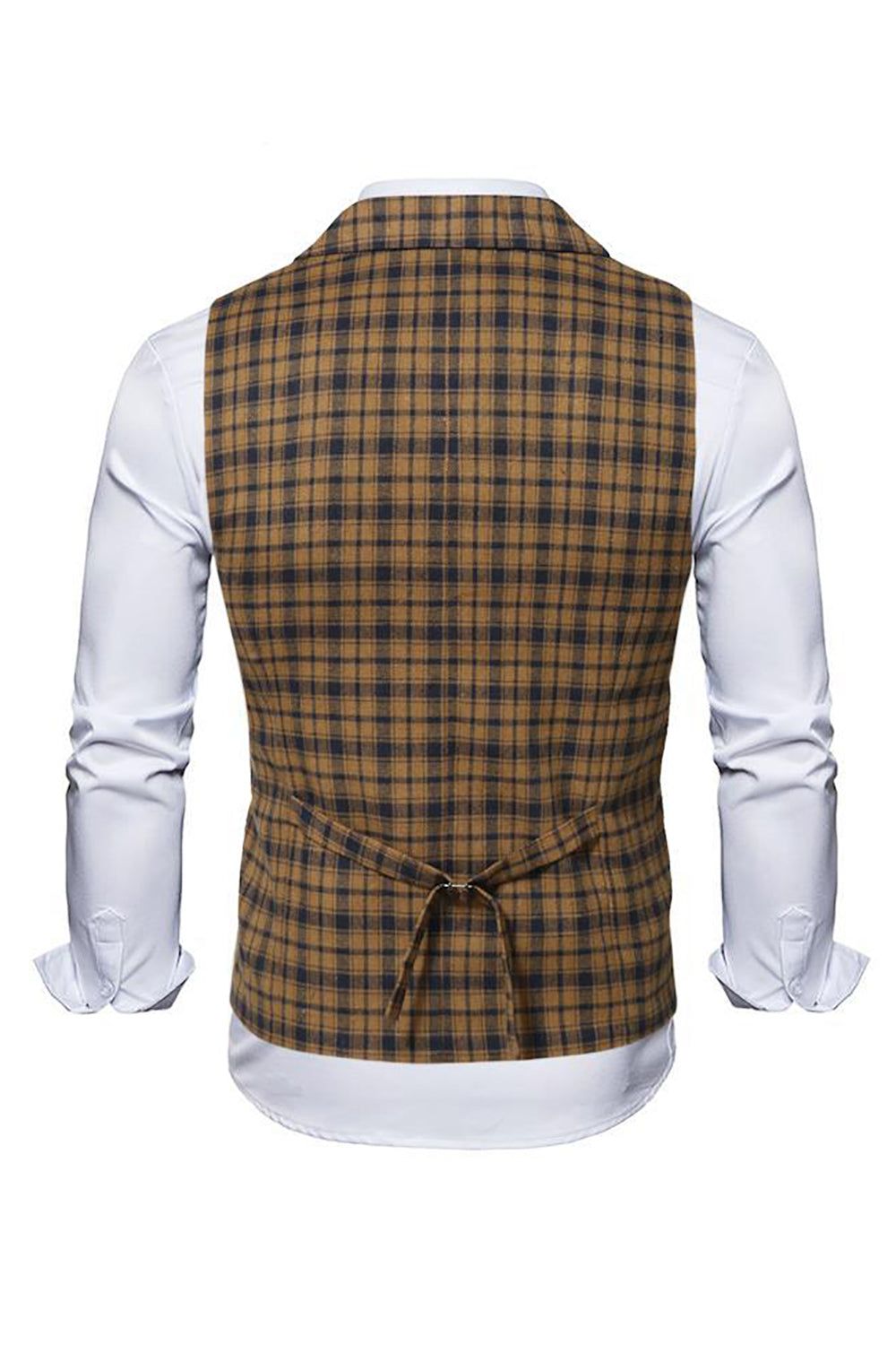 Coffee Notched Lapel Plaid Men's Suit Vest sold by Zapaka product image thumbnail 2