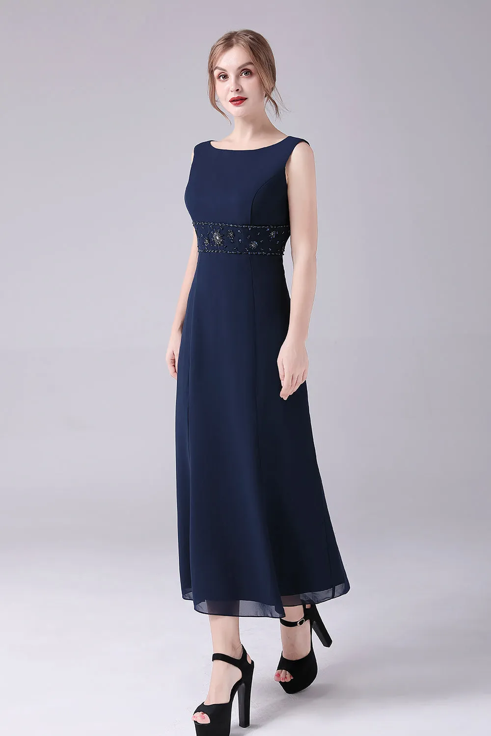 Navy Boat Neck A-line 2 Pieces Mother of the Bride Dress sold by Zapaka product image thumbnail 3