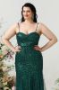 Sheath Spaghetti Straps Dark Green Sequins Plus Size Prom Dress sold by Zapaka
