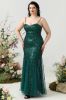 Sheath Spaghetti Straps Dark Green Sequins Plus Size Prom Dress sold by Zapaka