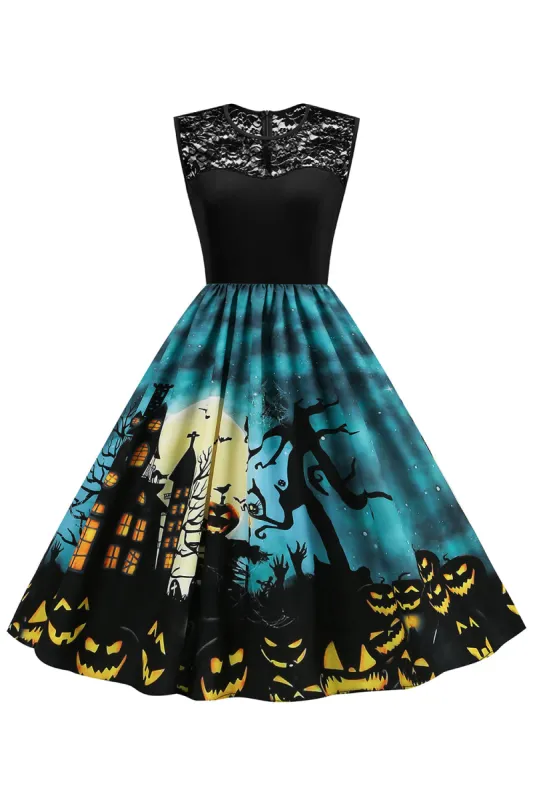 Jewel Neck Halloween Vintage Dress sold by Zapaka