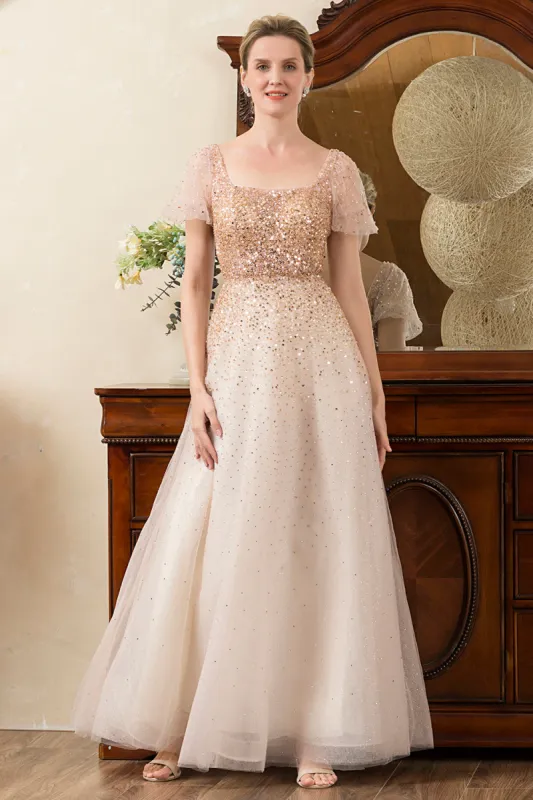 Blush Beading A Line Sparkly Evening Wear sold by Zapaka