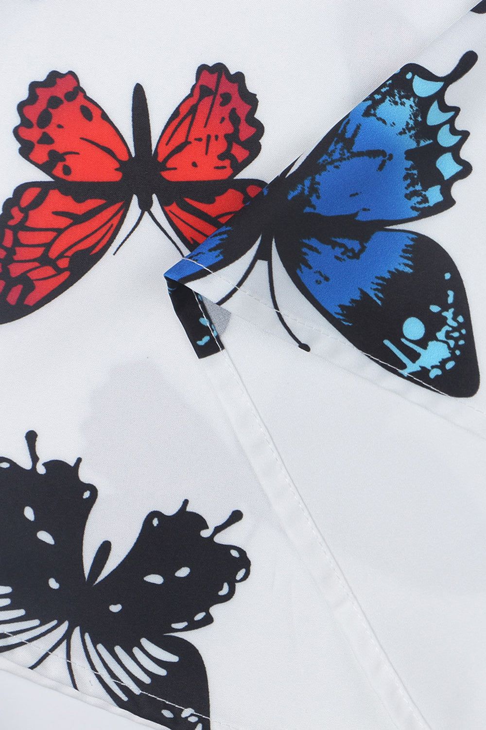Butterfly Print White 1950s Dress With Short Sleeves sold by Zapaka product image thumbnail 3