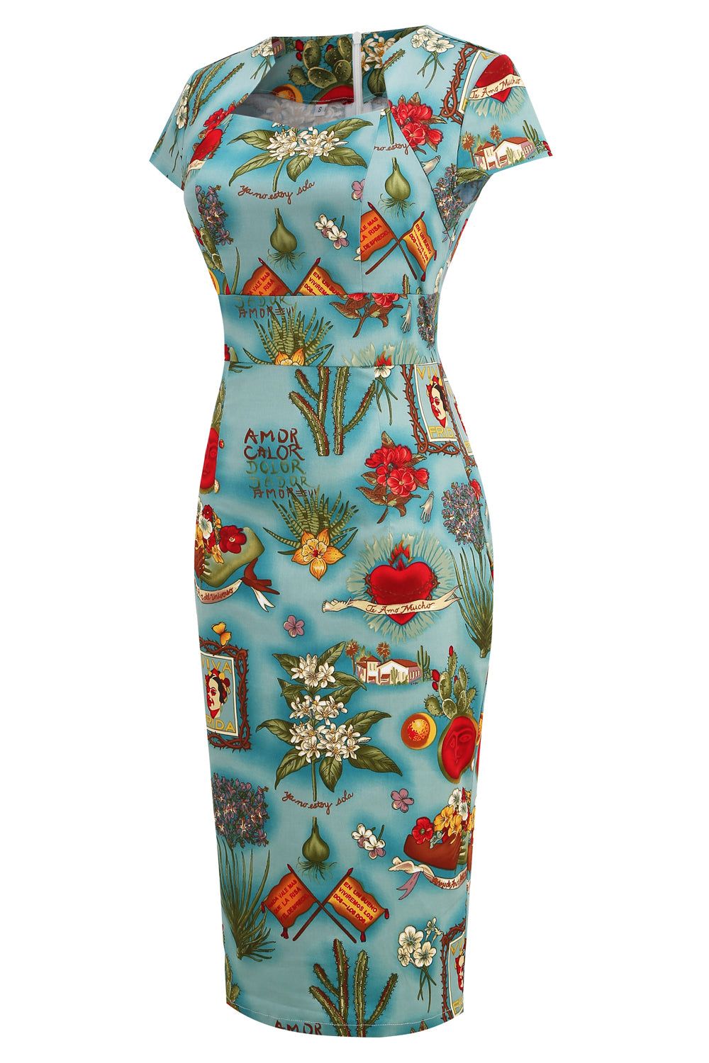 Green Floral Vintage 1960s Dress with Sleeves sold by Zapaka product image thumbnail 3